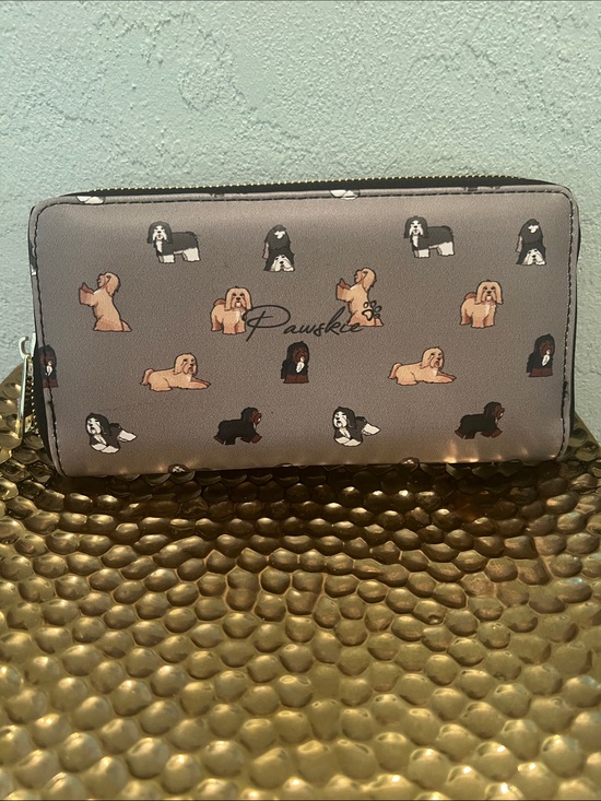 Pawskii Wallet Collection Handbags - #2282Pawskiie Gray Dog Print Zip Wallet